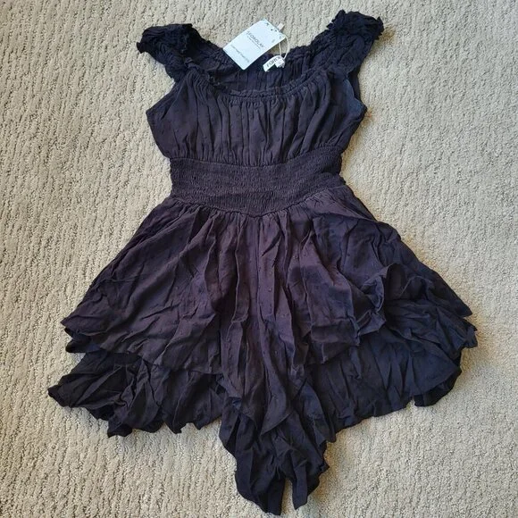 Women's FOROLAV Off Shoulder Flowy Romper – Black – Size S – NWT - Picture 10 of 13